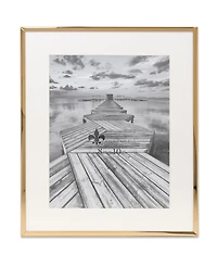 Elegant Metal Picture Frame with Bevel Cut Mat for Photo, 8" x 10"