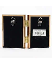 Polished Metal Hinged Double Picture Frame - Bead Border Design