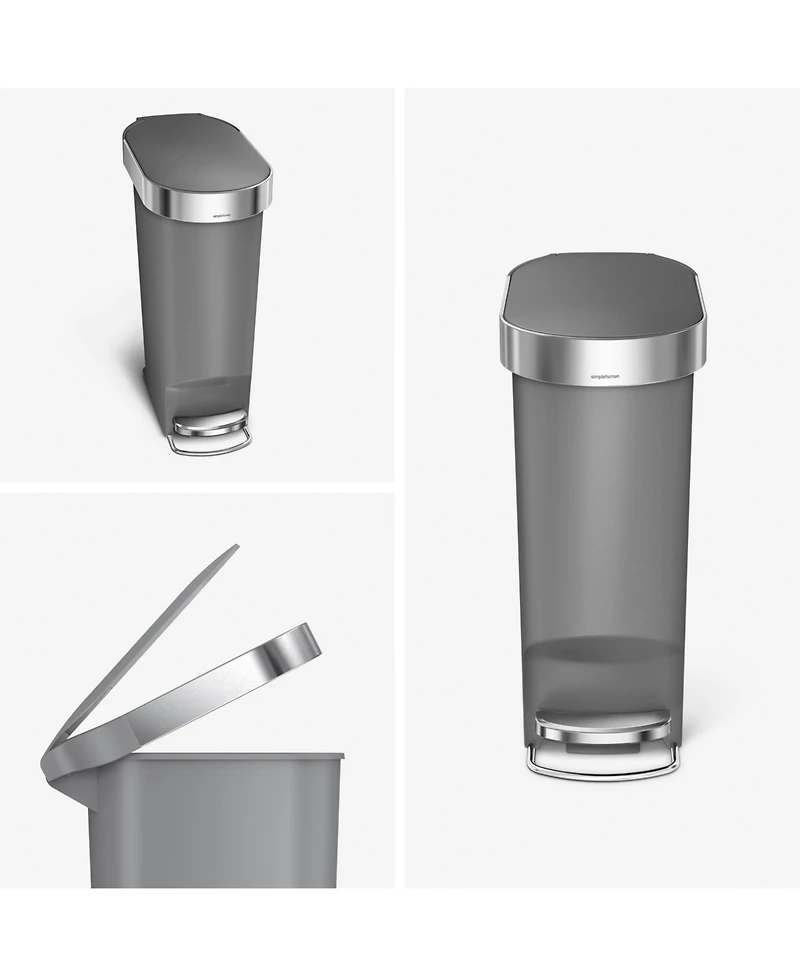simplehuman 40 Liter Plastic Slim Rectangular Kitchen Trash Can