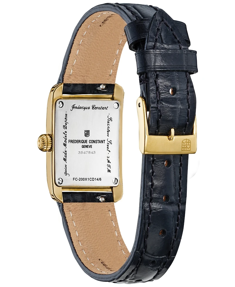 Frederique Constant Women's Swiss Classics Carree Diamond (3/8 ct. t.w.) Black Leather Strap Watch 23mm