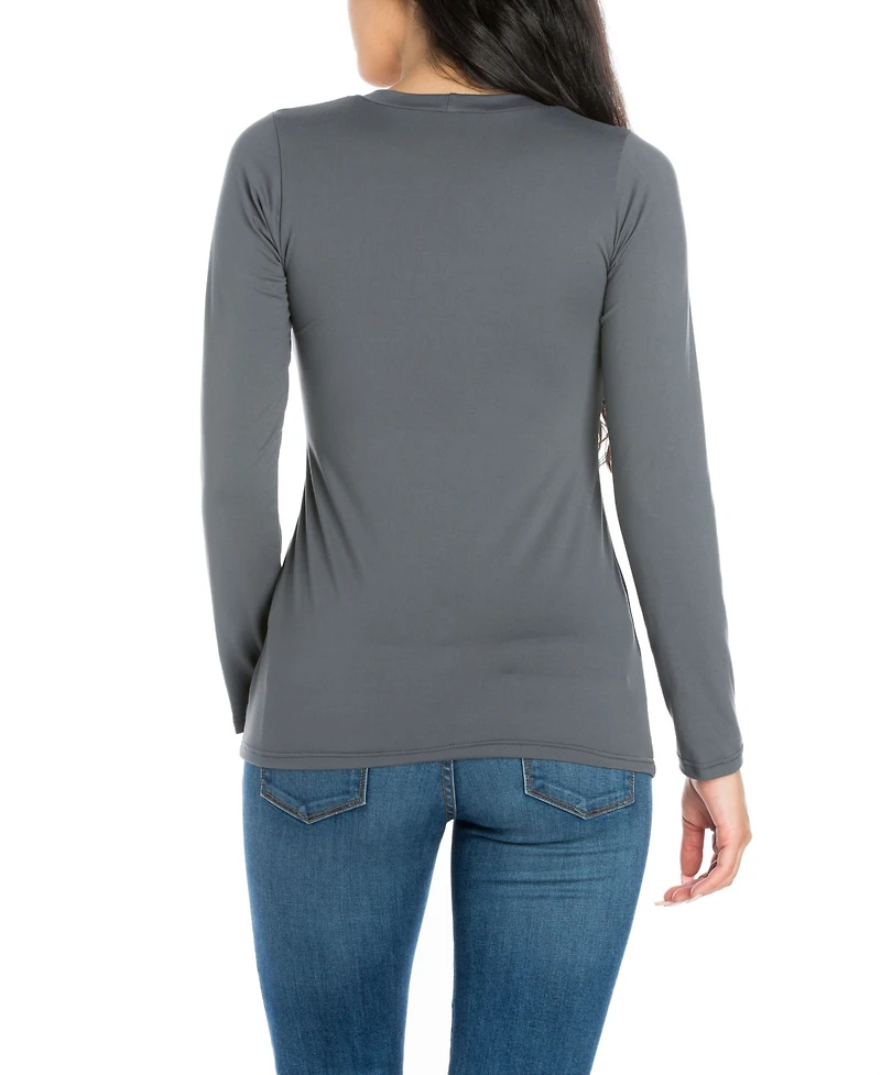 24Seven Comfort Apparel Scoop Neck Long Sleeve Solid Color Tee