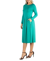 Women's Midi Length Fit and Flare Dress