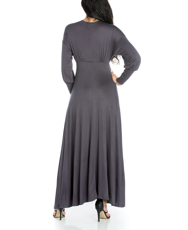 24seven Comfort Apparel Women's Formal Long Sleeve Maxi Dress