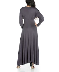 24seven Comfort Apparel Women's Formal Long Sleeve Maxi Dress