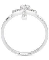 Wrapped Diamond Ankh Cross Ring (1/10 ct. t.w.) in 14k White Gold, Created for Macy's