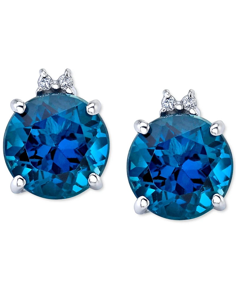 Blue Topaz (3-3/4 ct. t.w.) & Diamond Accent Stud Earrings in Sterling Silver