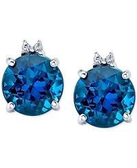 Blue Topaz (3-3/4 ct. t.w.) & Diamond Accent Stud Earrings in Sterling Silver