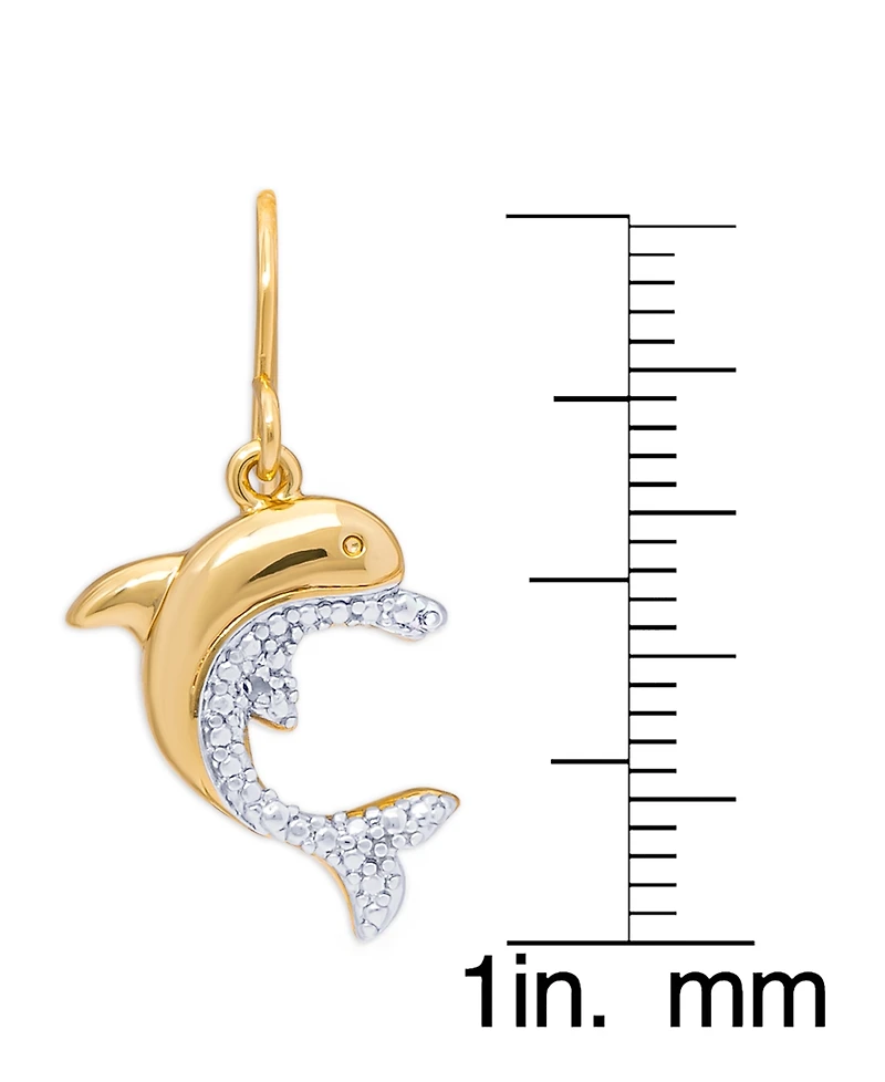 Diamond Accent Dolphin Fishhook Ball Gold Plate Or Silver Plate Stud Set