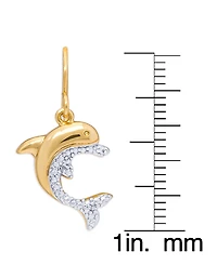 Diamond Accent Dolphin Fishhook Ball Gold Plate Or Silver Plate Stud Set