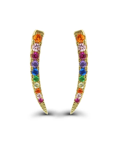 Multi Color Cubic Zirconia Graduated Ear Climbers Sterling Silver (Also 14k Gold Over Silver)