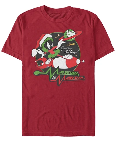 Men's Looney Tunes Christmas Marvin Short Sleeve T-shirt
