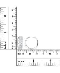 Macy's Cubic Zirconia Rhodium Plated Pave Hammered Hoop Earrings