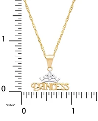 Disney Children's Princess Tiara 15" Pendant Necklace in 14k Gold