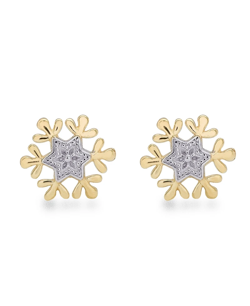 Disney Children's Frozen Snowflake Stud Earrings in 14k Gold