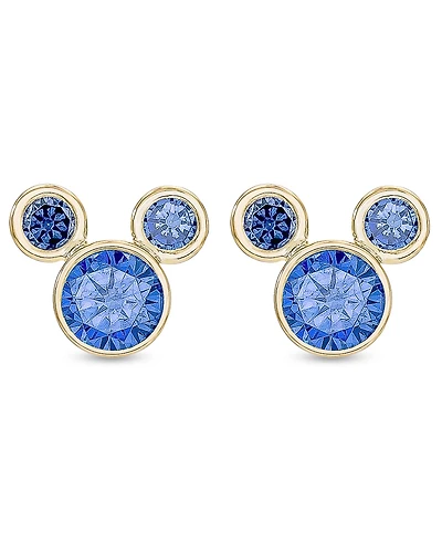 Disney Children's Cubic Zirconia Birthstone Mickey Mouse Stud Earrings in 14k Gold