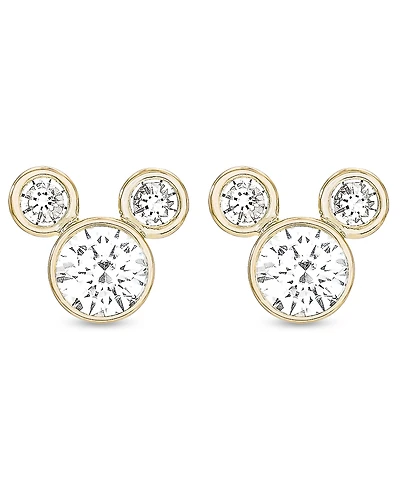 Disney Children's Cubic Zirconia Birthstone Mickey Mouse Stud Earrings 14k Gold