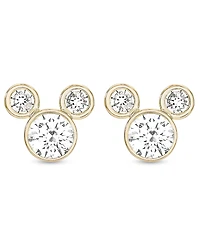 Disney Children's Cubic Zirconia Birthstone Mickey Mouse Stud Earrings 14k Gold