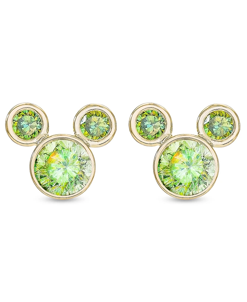 Disney Children's Cubic Zirconia Birthstone Mickey Mouse Stud Earrings 14k Gold
