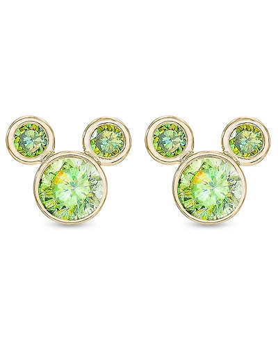 Disney Children's Cubic Zirconia Birthstone Mickey Mouse Stud Earrings 14k Gold