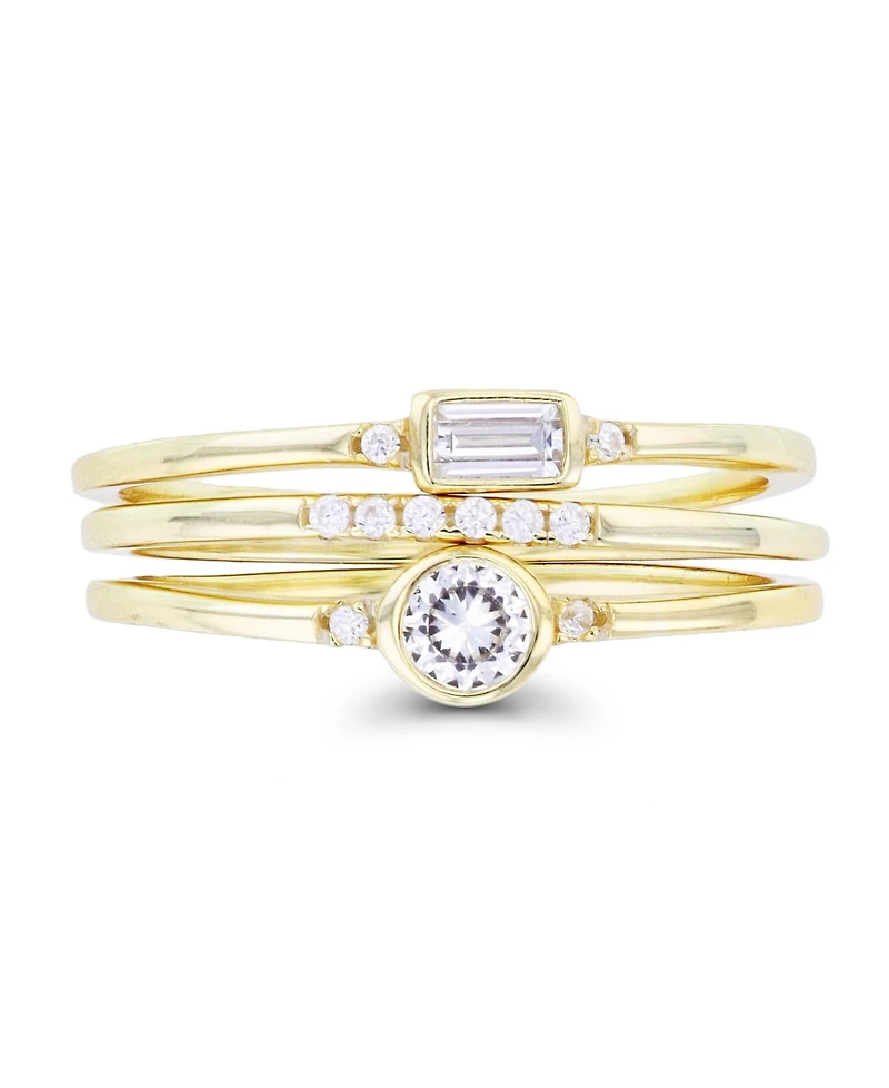 Cubic Zirconia Round and Baguette Faux Stacked Ring