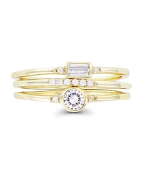 Cubic Zirconia Round and Baguette Faux Stacked Ring