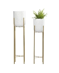 Set of 2 Multi Colored Metal Contemporary Planter, 39", 46"