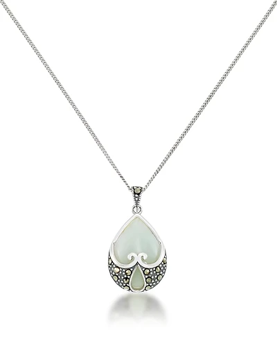 Jade Heart Shape Teardrop Pendant and a Curb Chain
