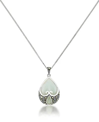Jade Heart Shape Teardrop Pendant and a Curb Chain