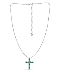 Giani Bernini Created Green Quartz and Cubic Zirconia Cross Pendant