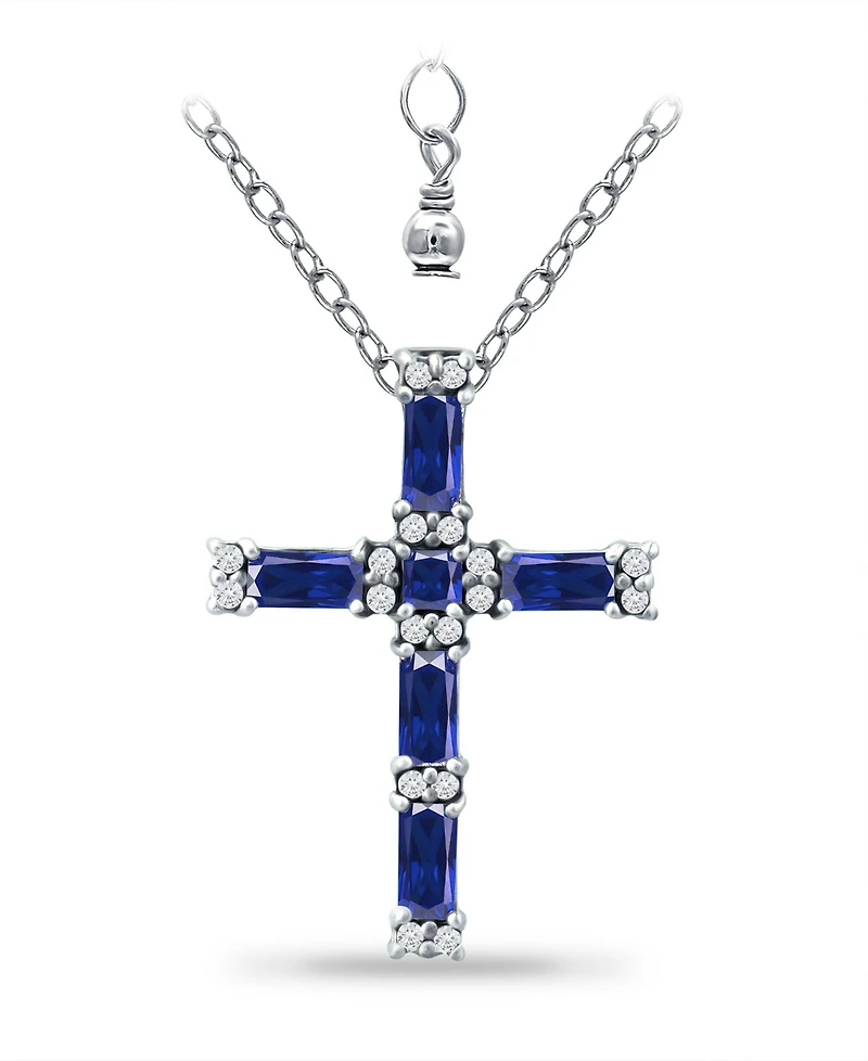 Giani Bernini Simulated Blue Sapphire and Cubic Zirconia Cross Pendant