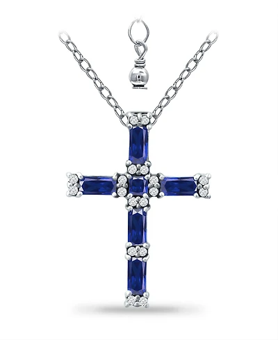 Giani Bernini Simulated Blue Sapphire and Cubic Zirconia Cross Pendant