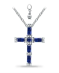 Giani Bernini Simulated Blue Sapphire and Cubic Zirconia Cross Pendant