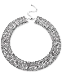 I.n.c. International Concepts Silver-Tone Crystal Multi-Row Choker Necklace, 12-1/2" + 3" extender, Created for Macy's