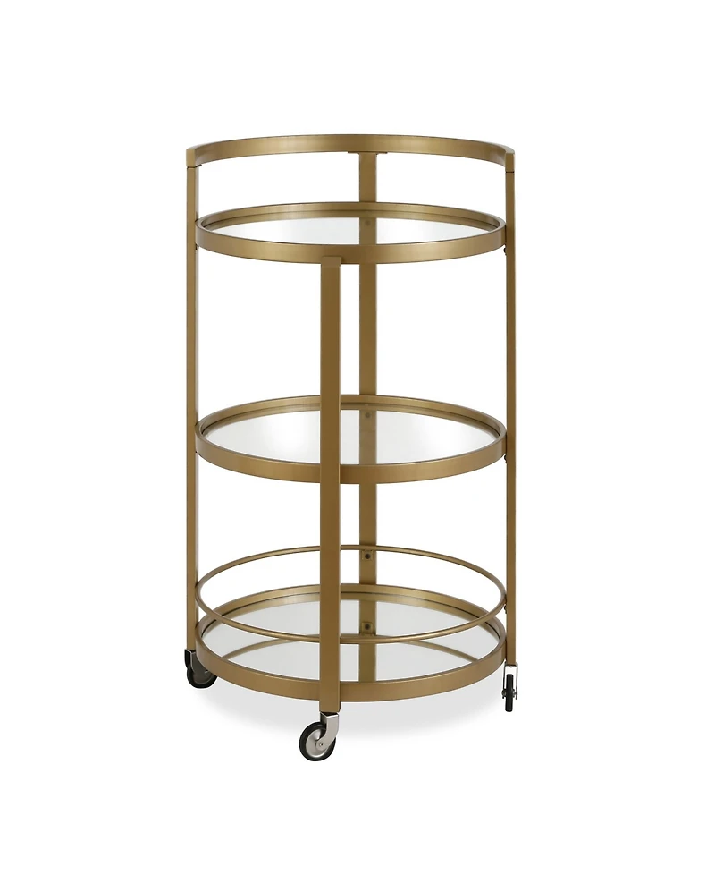 Hause Round Bar Cart with Mirrored Shelf