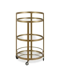 Hause Round Bar Cart with Mirrored Shelf