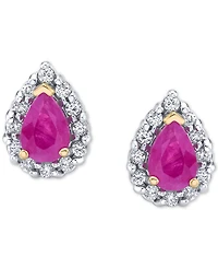 Ruby (1 ct. t.w.) & Diamond (1/4 ct. t.w.) Teardrop Stud Earrings in 14k Gold