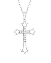 Diamond Cross Pendant Necklace (1/10 ct. t.w.) In Sterling Silver