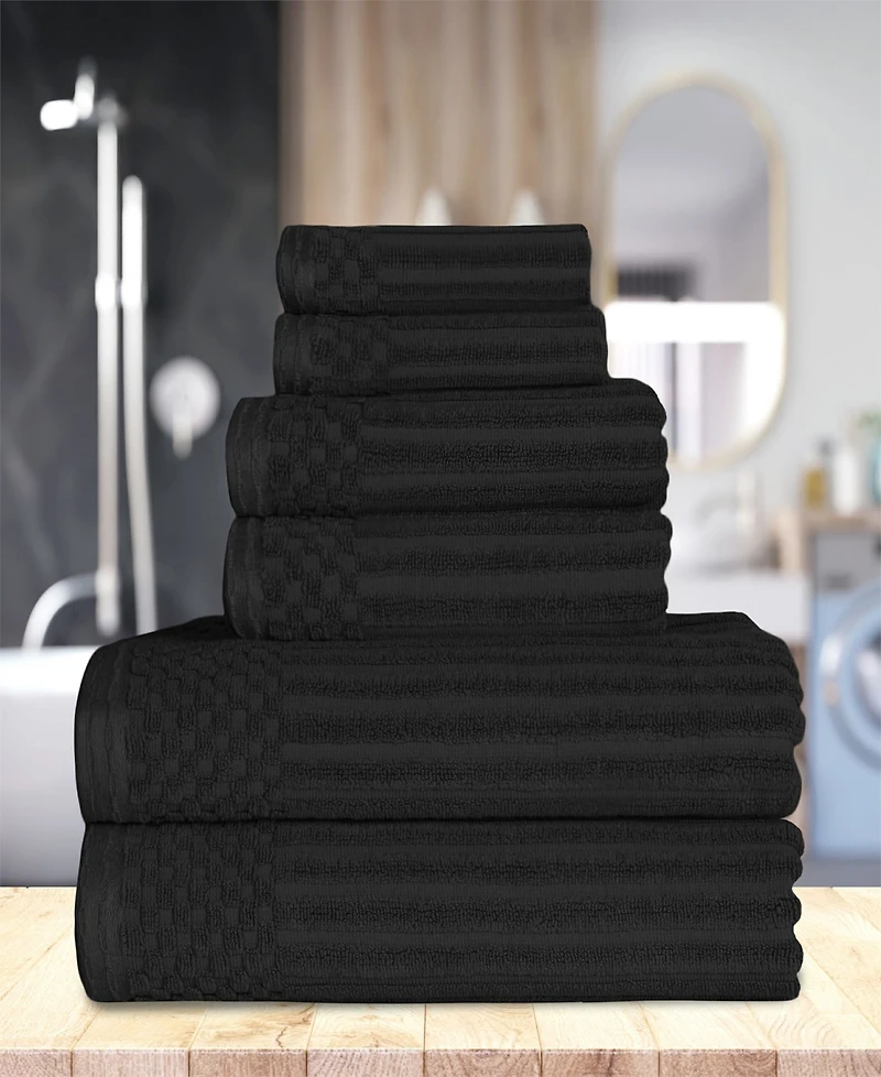 Superior Soho Checkered Border Cotton 6 Piece Towel Set