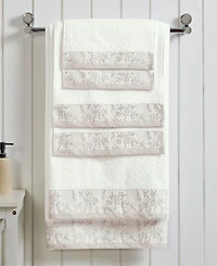 Superior Wisteria Floral Embroidered Jacquard Border Cotton 6 Piece Bath Towel Set