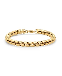Steeltime Men's 18K Gold Plated Stainless Steel Thick Round Box Link Bracelet