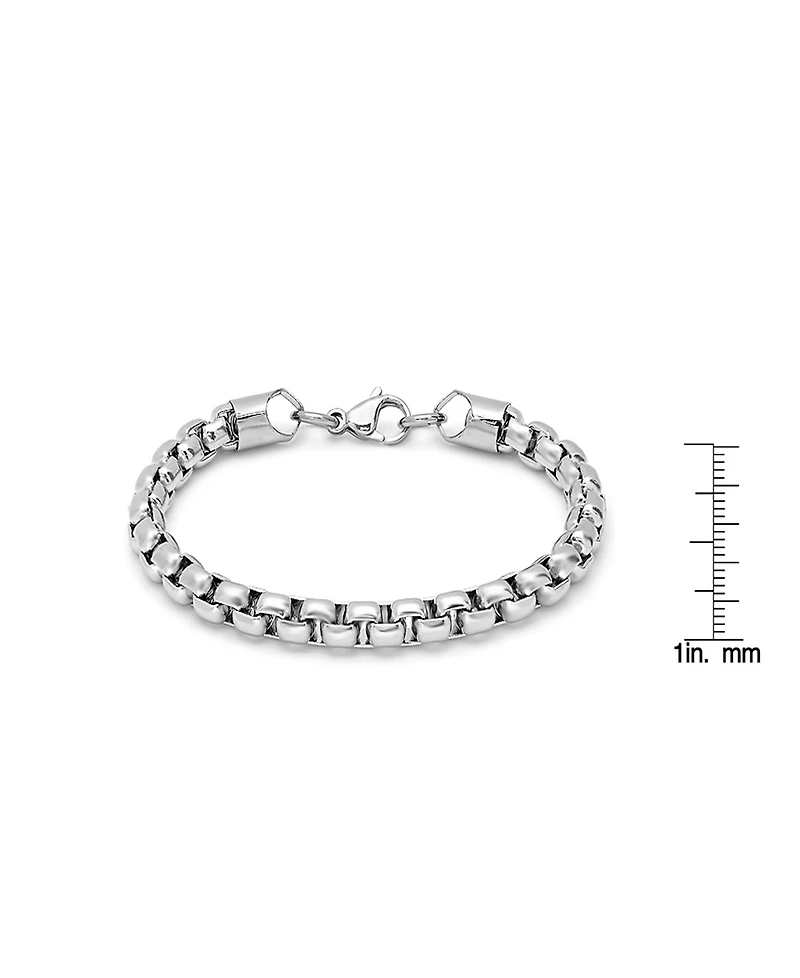 Steeltime Men's Stainless Steel Thick Round Box Link Bracelet