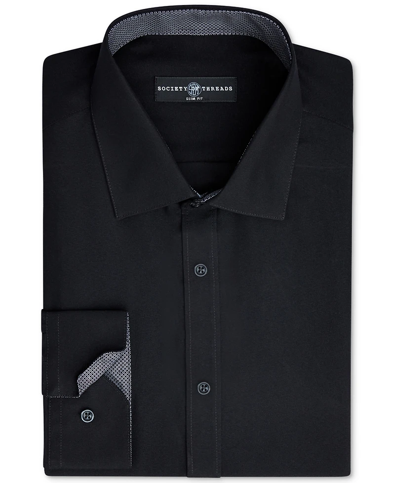 Society of Threads Men's Slim-Fit Non-Iron Performance Solid Dress Shirt