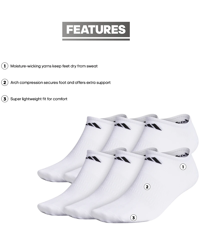 Adidas Men's 6 Pack Superlite No-Show Socks