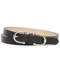 Steve Madden Women's Black & Cognac Faux Leather 2 Piece Belt Set