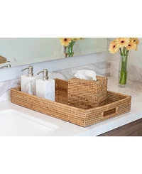 Artifacts Trading Company Rattan Rectangular Tray With Cutout Handles