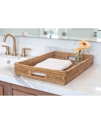 Artifacts Trading Company Artifacts Rattan Rectangular Tray With Cutout Handles