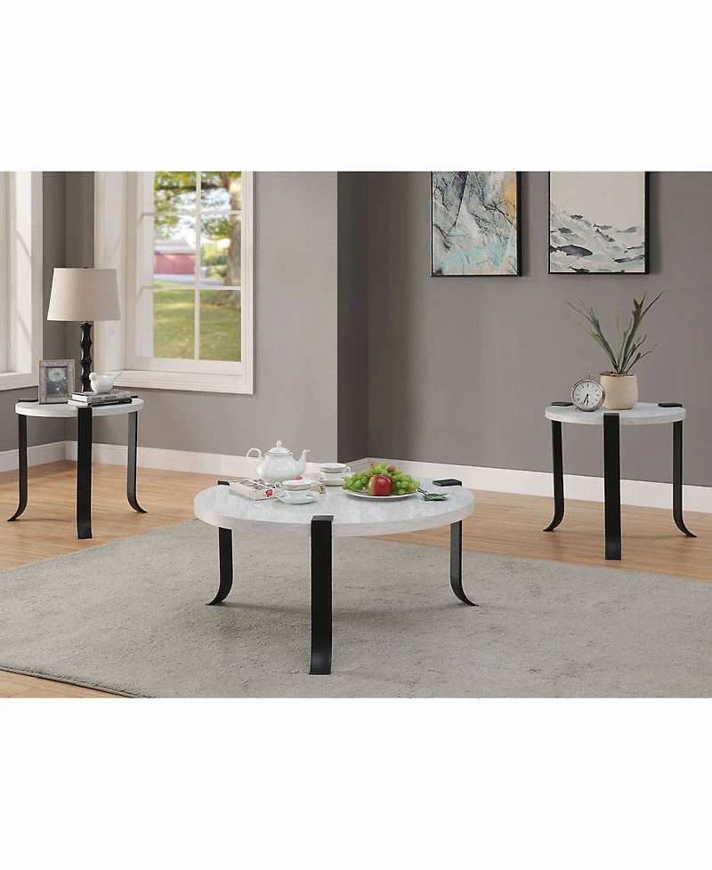 Furniture of America Burford Round Coffee Table Set, 3 Piece