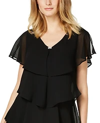Sl Fashions Tiered Rhinestone Capelet Dress