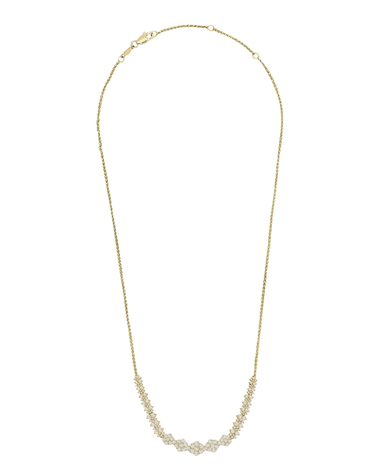 Diamond Graduated Cluster Statement Necklace (2 ct. t.w.) in 14k White Gold or 14k Yellow Gold, 17" + 2" extender