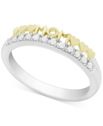 Diamond Mom Heart Ring (1/10 ct. t.w.) Sterling Silver & Gold-Plate